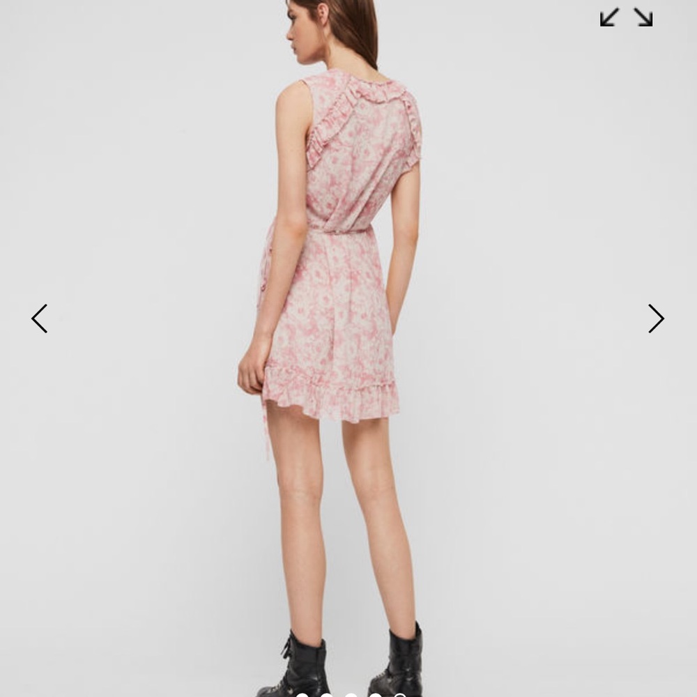 All Saints Priya Rose Wrap Dress Mini Medium